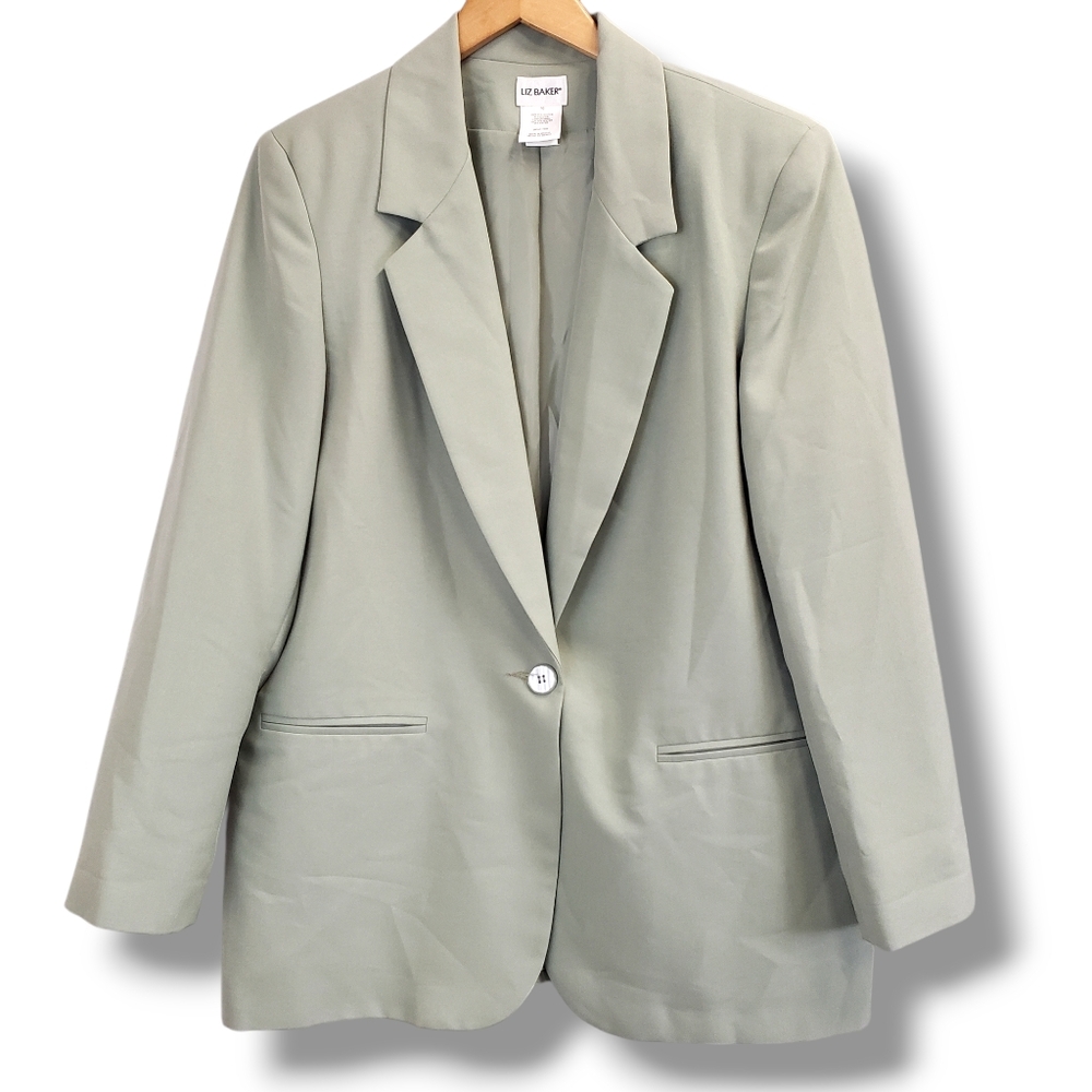 Liz Baker Sage Green Single Button Blazer Size 16